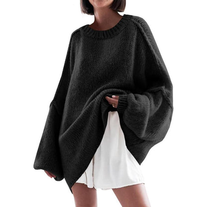 Womens Cozy Lantern-Sleeve Crewneck