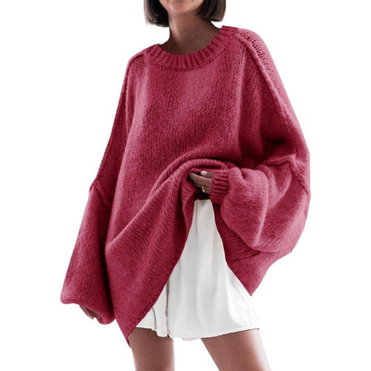 Womens Cozy Lantern-Sleeve Crewneck
