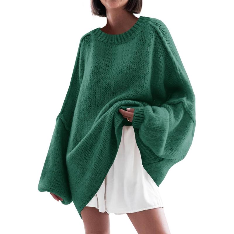 Womens Cozy Lantern-Sleeve Crewneck