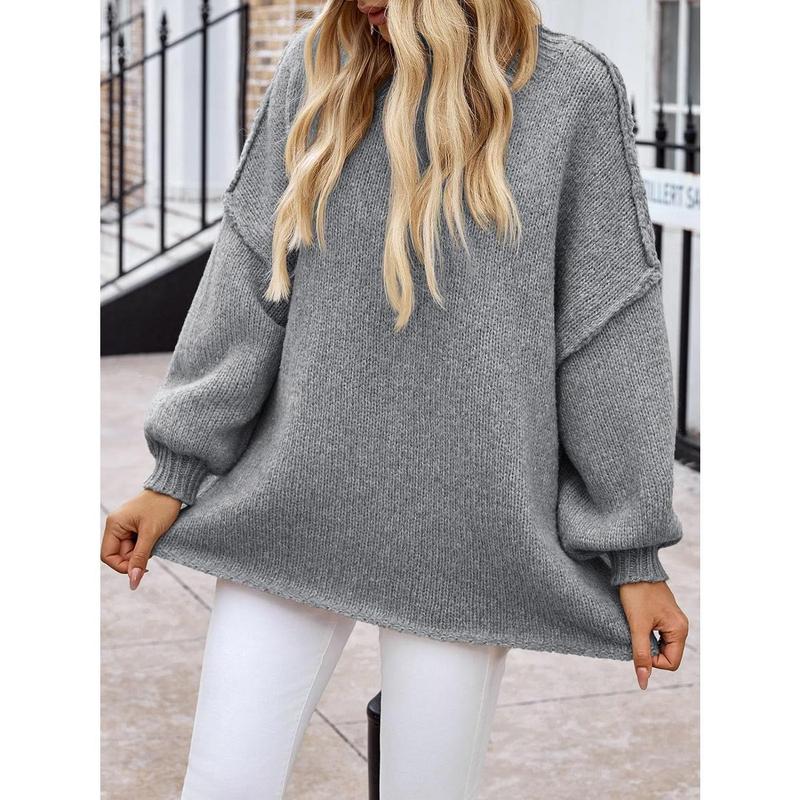 Womens Cozy Lantern-Sleeve Crewneck