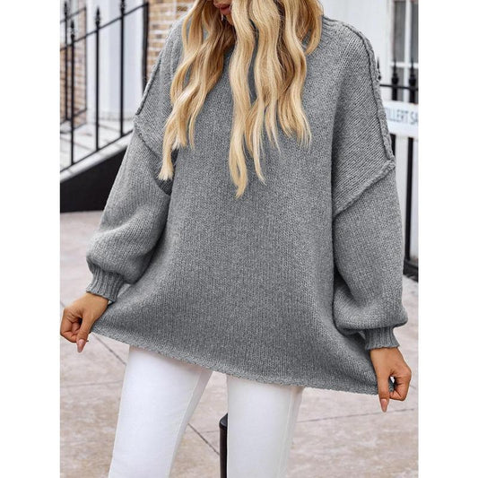 Womens Cozy Lantern-Sleeve Crewneck
