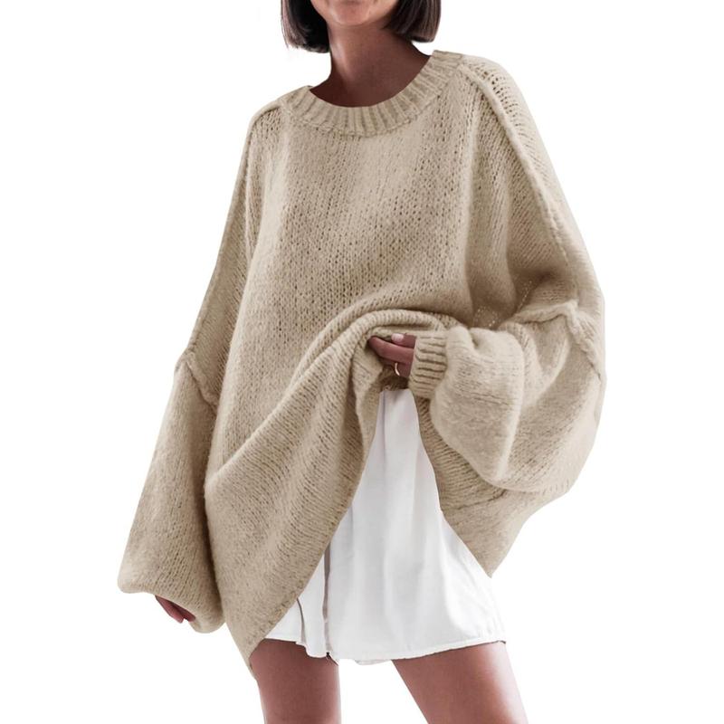Womens Cozy Lantern-Sleeve Crewneck