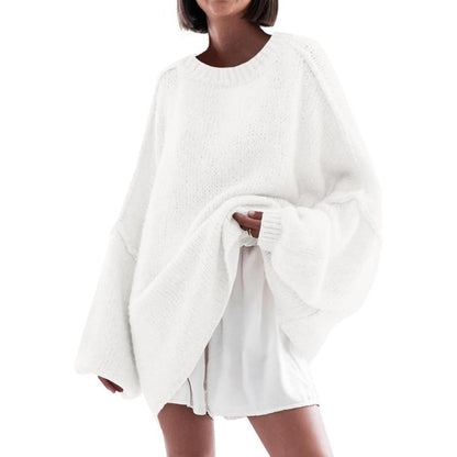 Womens Cozy Lantern-Sleeve Crewneck